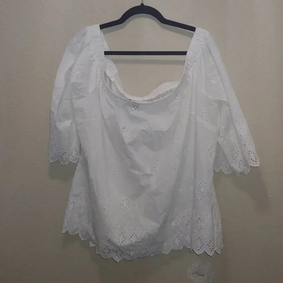 City chic peekaboo Ivory eyelet lace off shoulder top plus size 22 new!!! - Picture 2 of 8